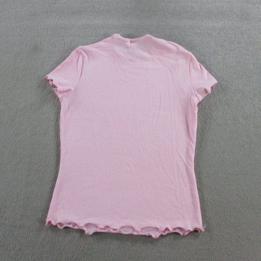 SKIMS Logo Pointelle Shirt Womens XS Cherry Blossom Pink Printed Stretch NWT - Picture 3 of 9